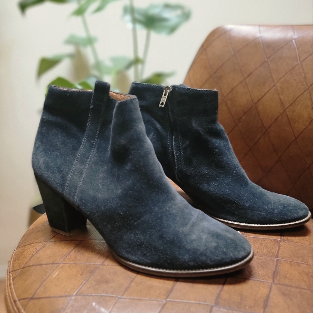 Madewell Billie Heeled Ankle Boots suede leather 9.5 ret $175